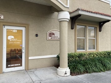 Outside front of building