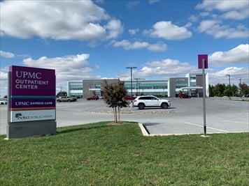 Outside front of building