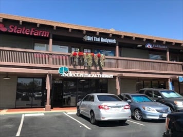 Outside front of building