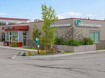 Outside front of building