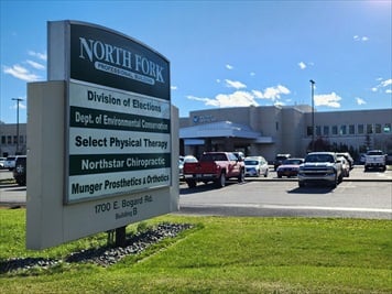 Outside front of building