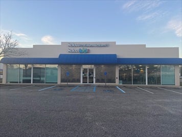 Outside front of building