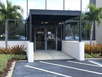 Outside front of building
